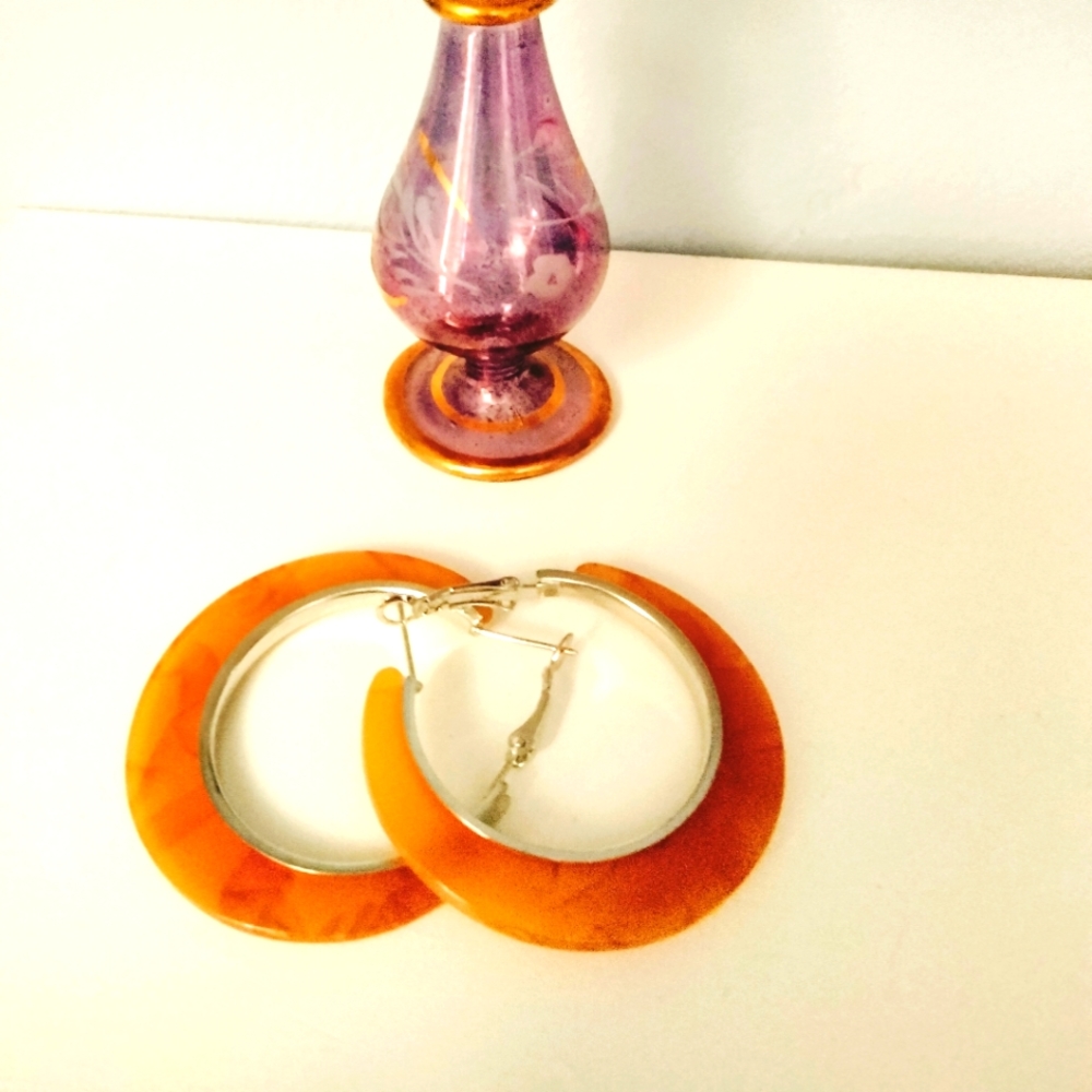 Amber resin earrings